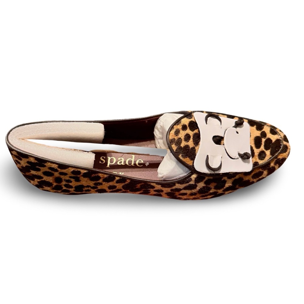 Kate Spade Devi Leopard Haircalf Loafers Pointed Toe Bow Flats Sz 6B NEW - Picture 9 of 11